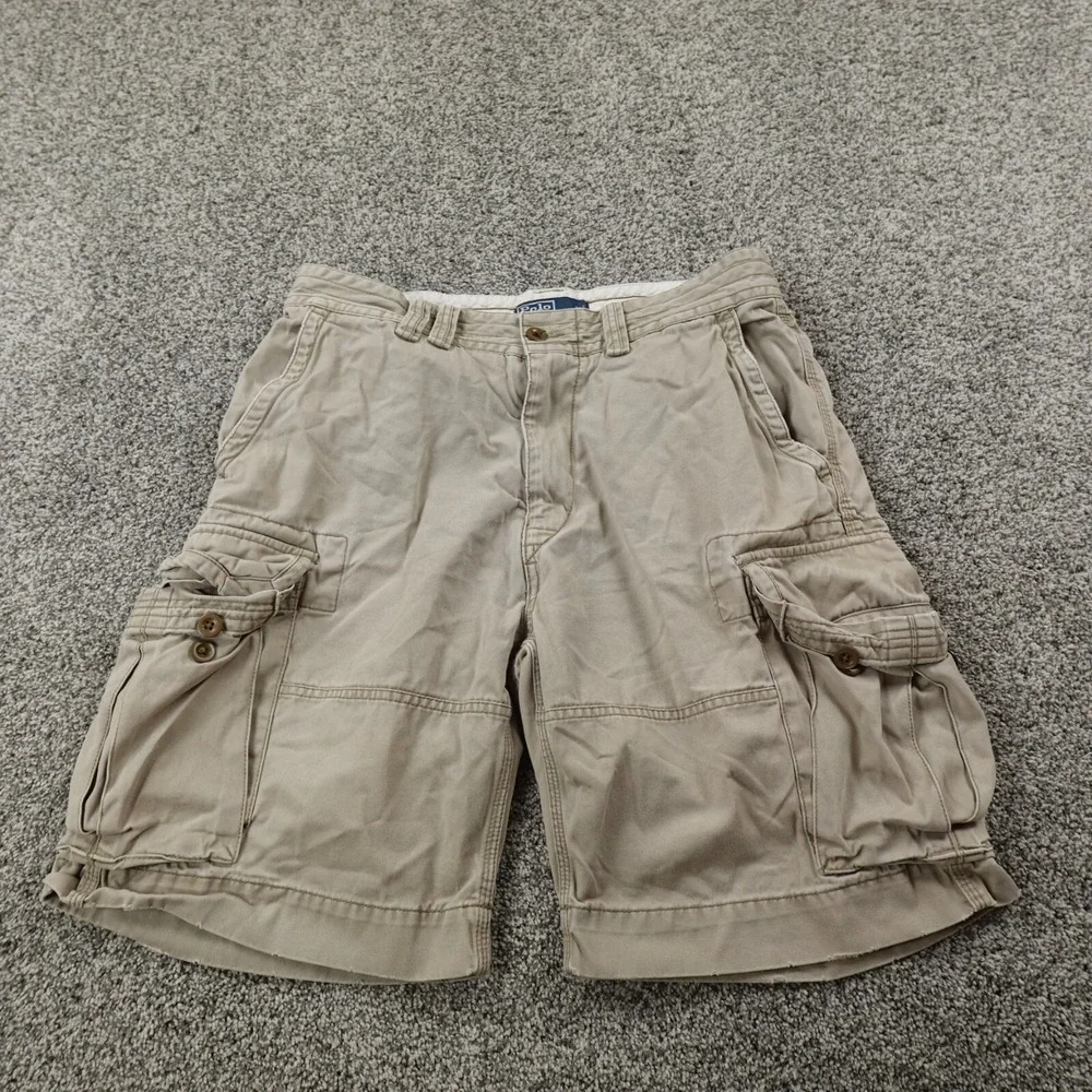 VTG Ralph Lauren Polo Shorts Mens 33 Beige Cargo Utility Hiking Military Outdoor